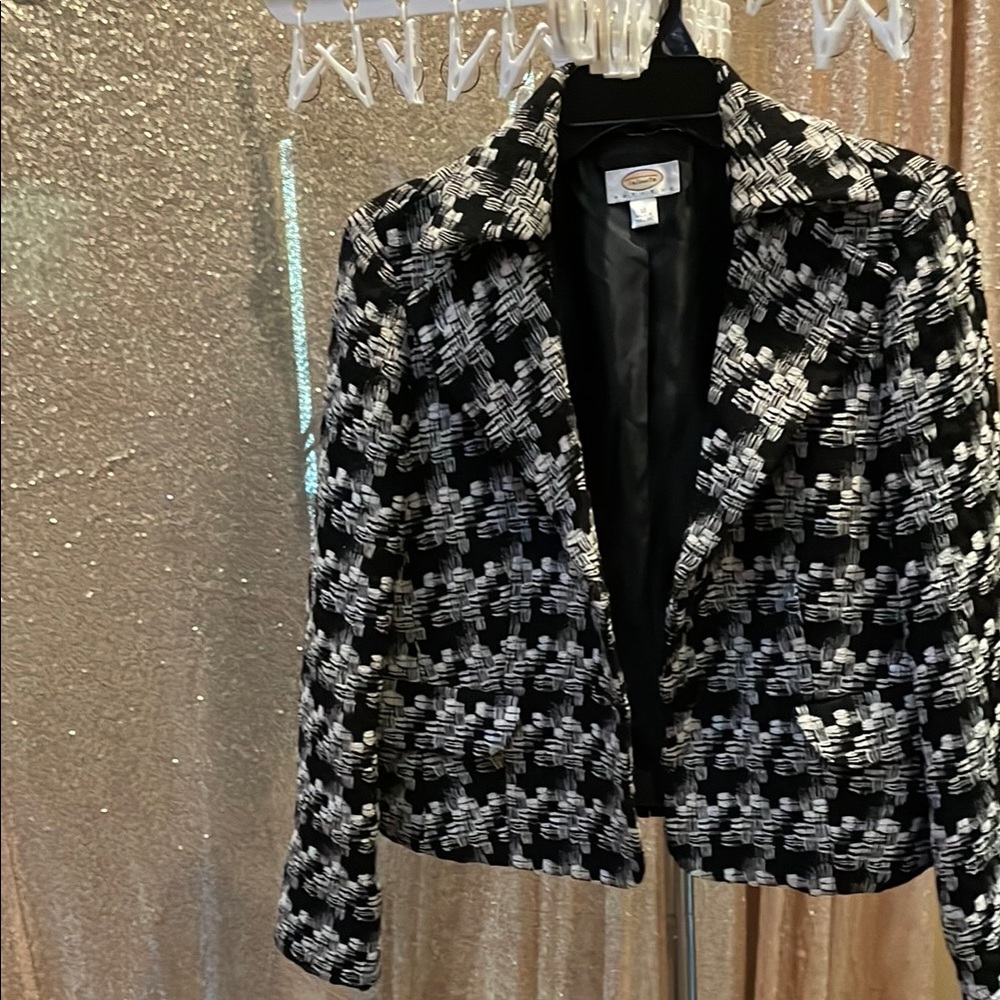 Talbots Black and White Tweed Blazer